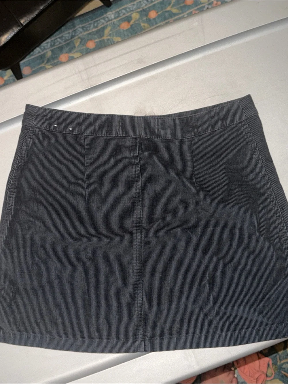 Abercrombie & Fitch Black Corduroy Mini Skirt with Silver Zippers